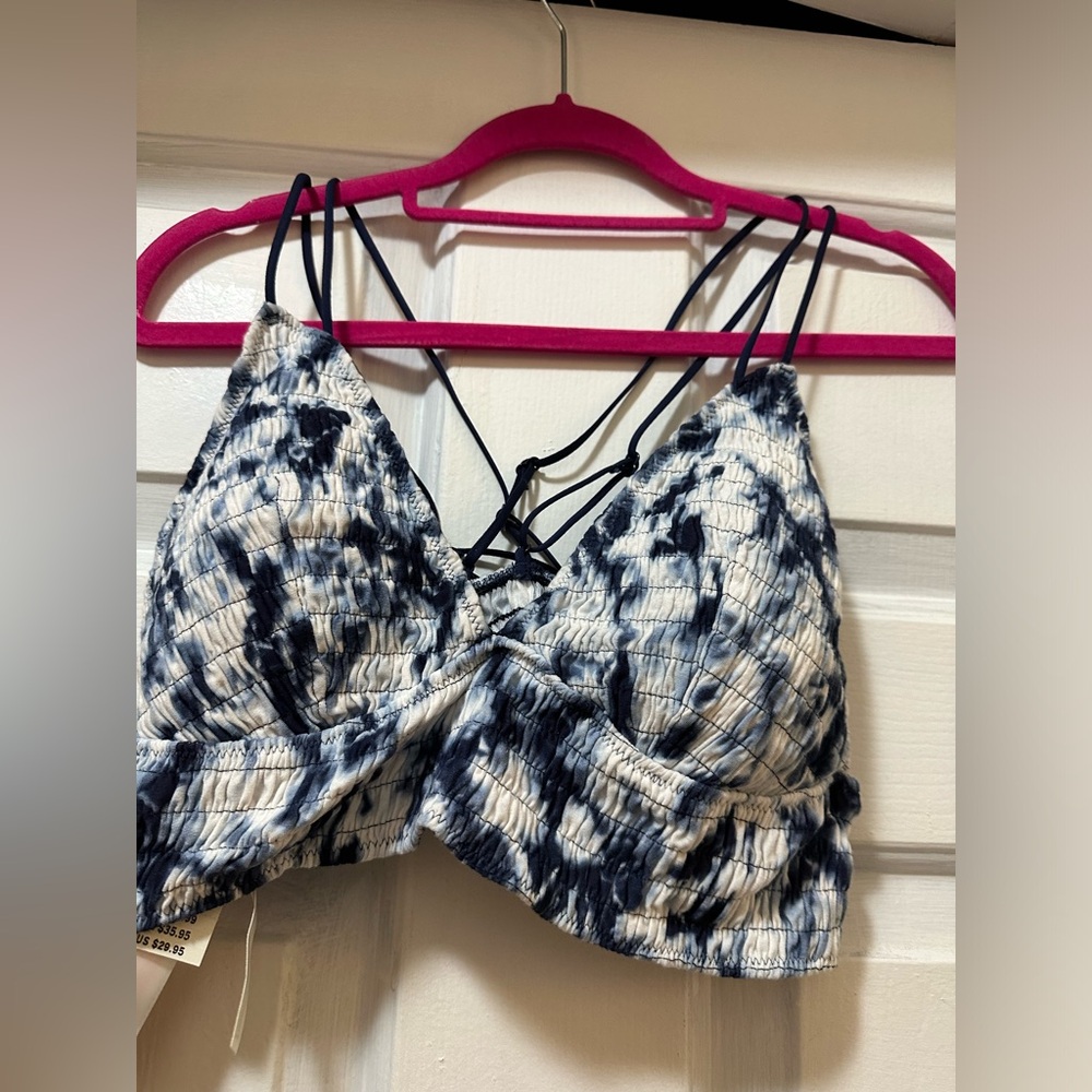 PINK tie die blue bralette padded NWT